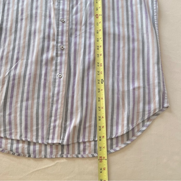 Robert Graham Button Down Flip Cuff Casual‎ Striped Dress Shirt Men's Size Large - Picture 7 of 15